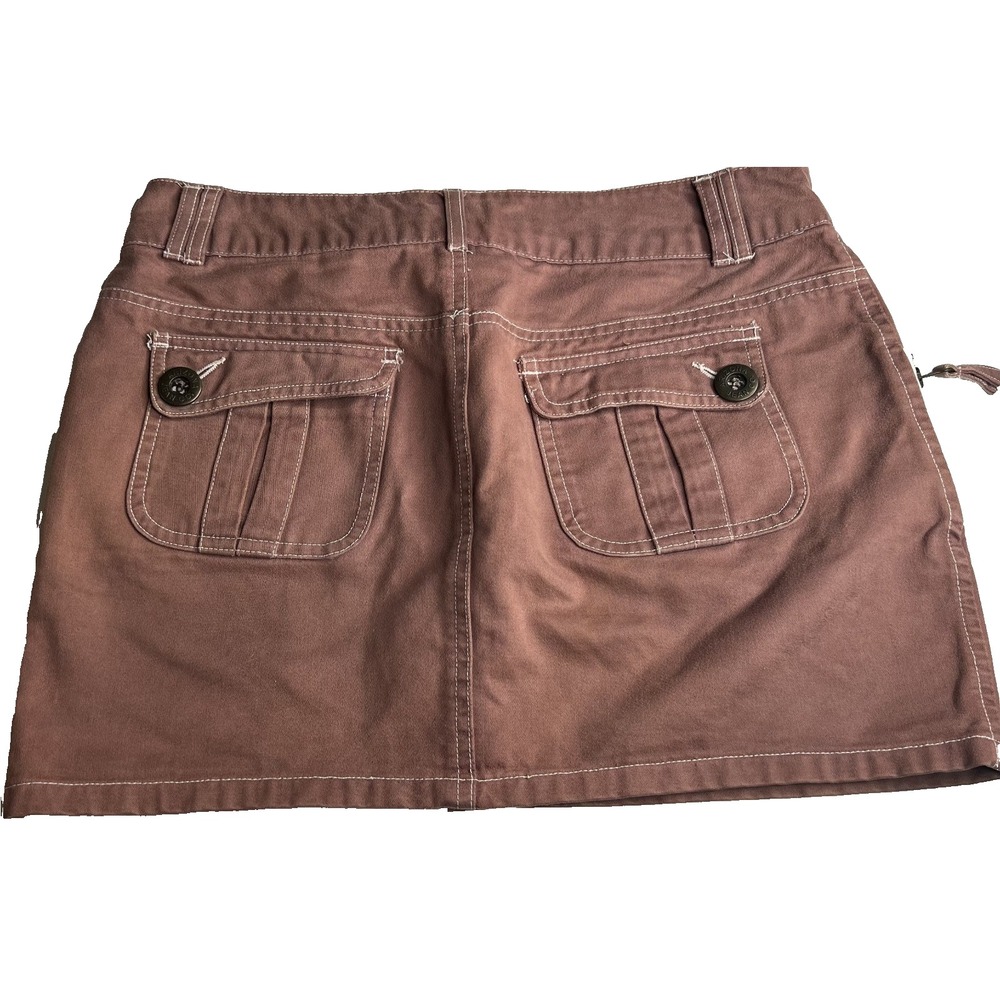 Y2K Arizona Jean Co Cotton‎ Mini Skirt Juniors Size 3 A-line Brown Cargo Pockets - Picture 3 of 10